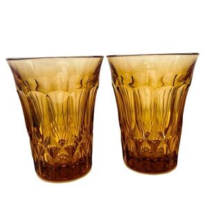Vintage Nortitake Perspective Amber Tumbler Glass Set of 2